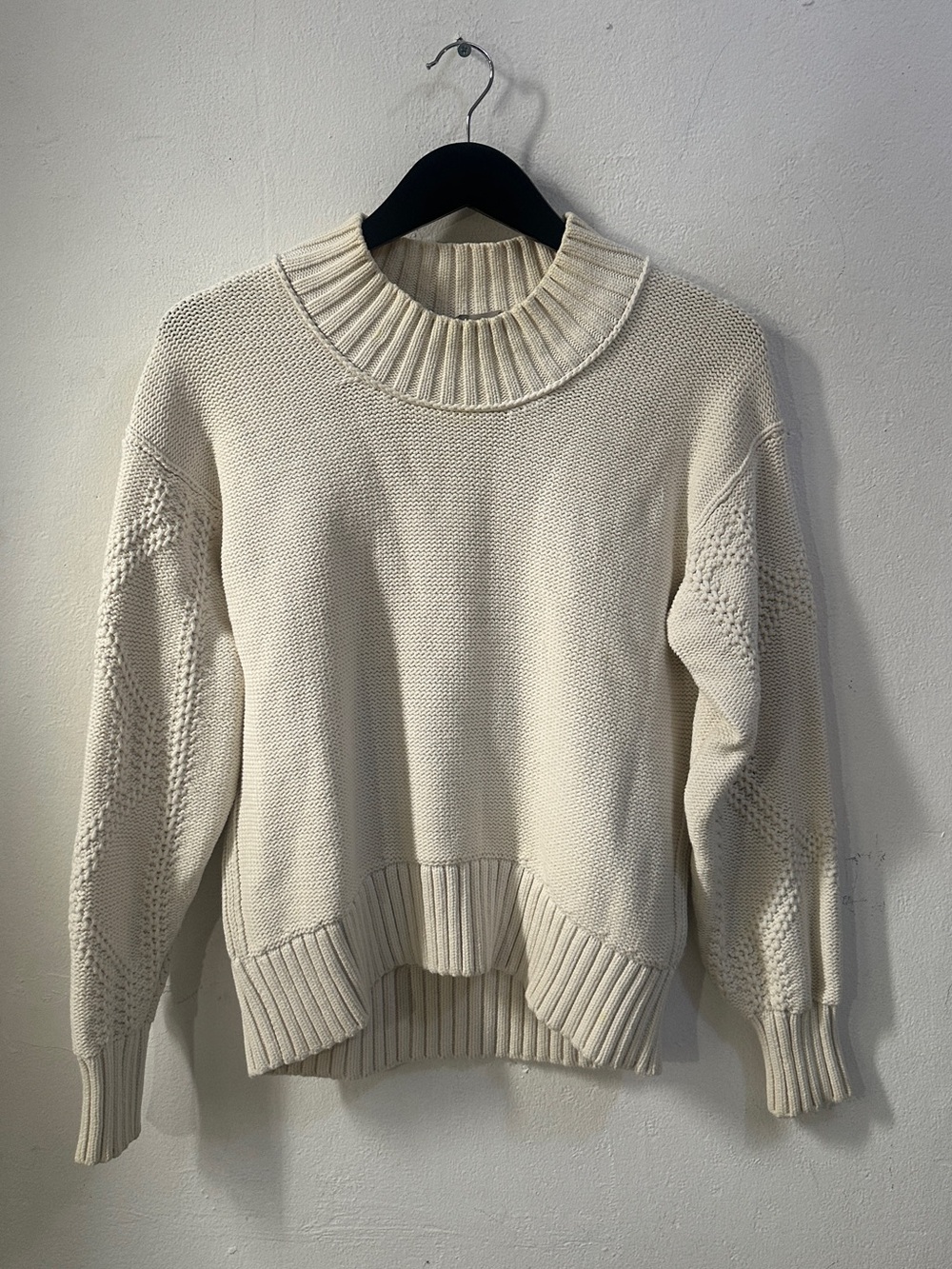 Everlane Women’s Cotton Mock Neck Chunky Knit Sweater Ivory Cream Size S